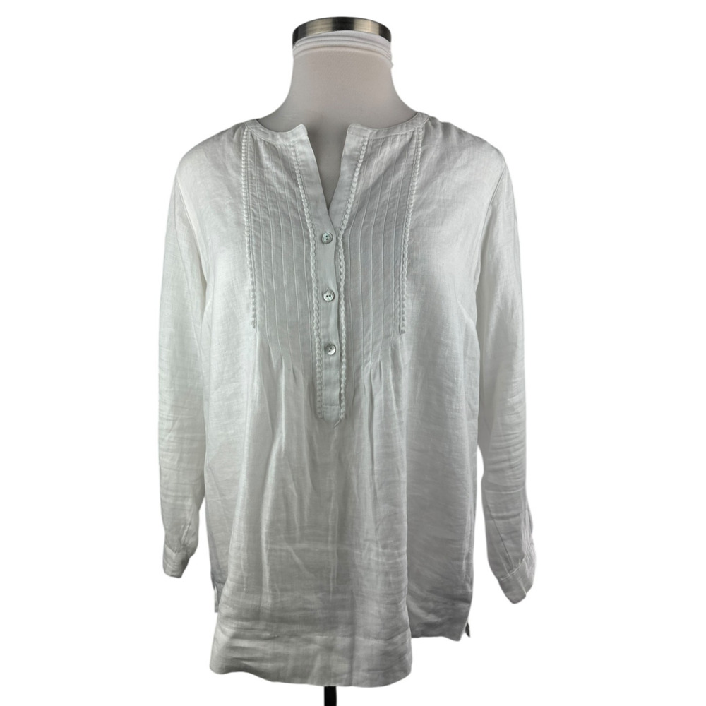 J. Jill x Love Linen Pintuck Mother of Pearl Button Top Lagenlook Plus Size 1X - Picture 13 of 13